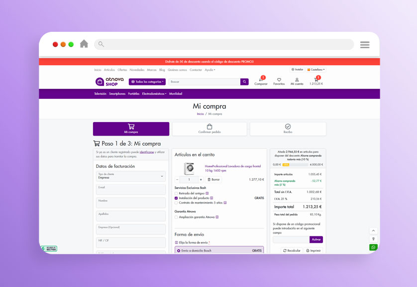 screenshot of Atnova Shop